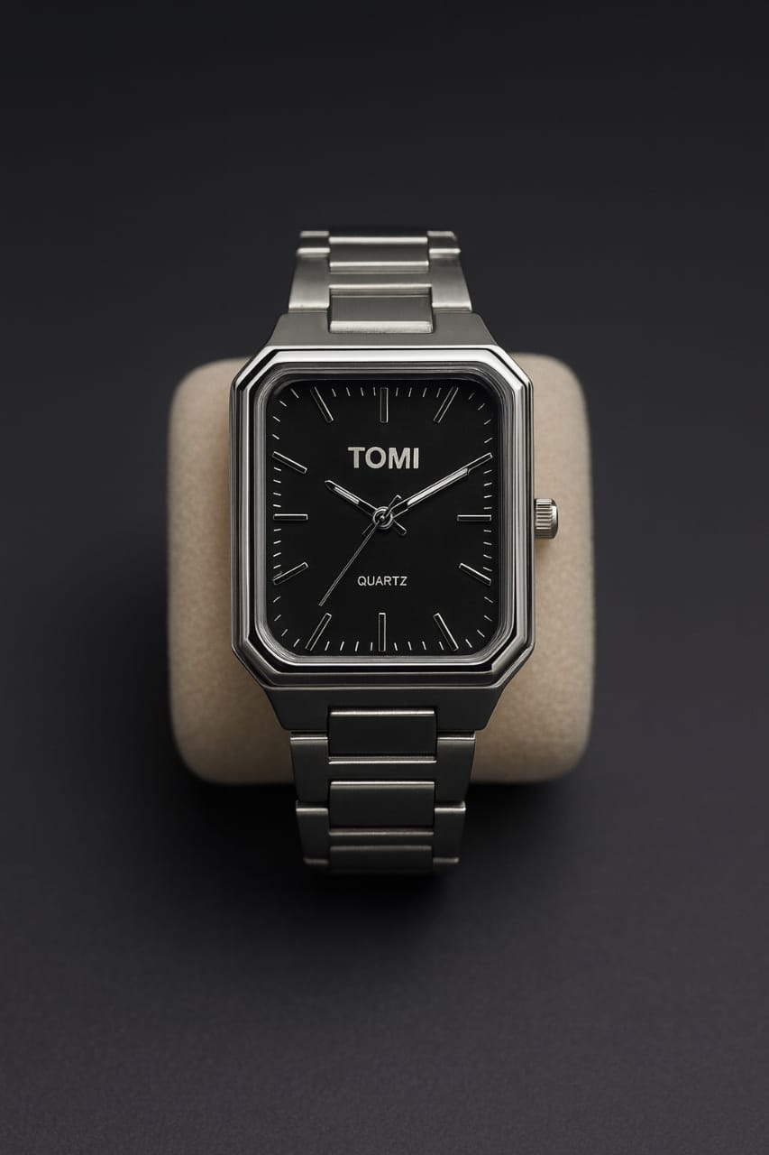 Men’s Premium Black Dial Stainless Steel Quartz Watch
