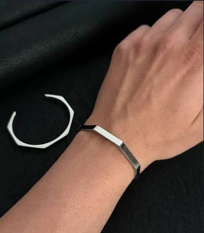 Premium Geometric Unisex Cuff Bracelet – Golden & Silver Edition